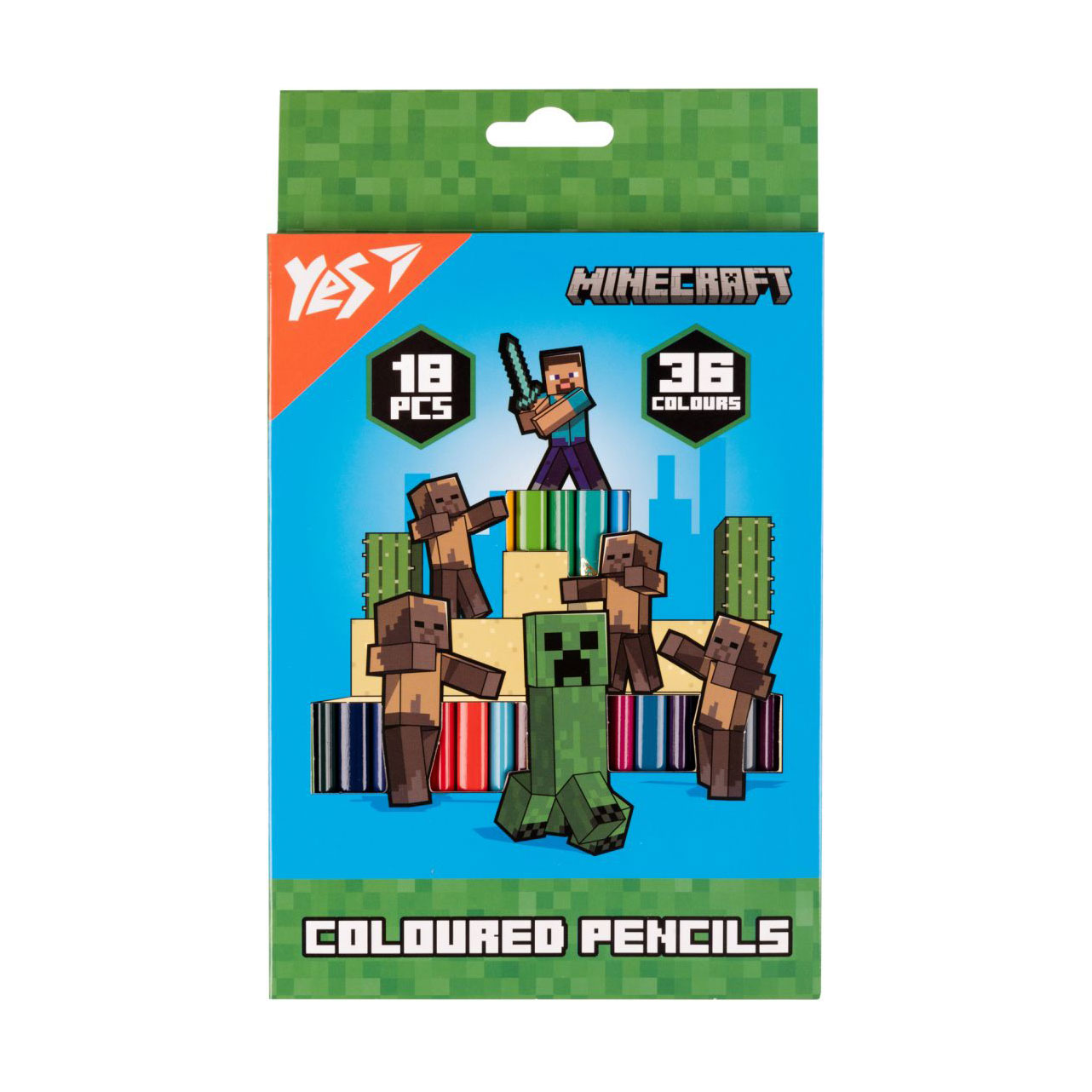 Набір двосторонніх кольорових олівців YES Minecraft Heroes, 36 кольорів, 18 шт (290750)